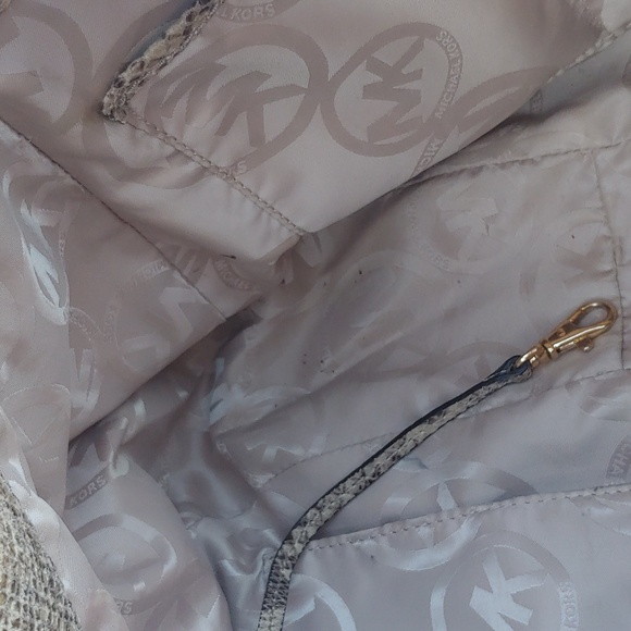 Michael Kors Leather Snake Print Hobo Bag in Cream and Brown - Picture 16 of 16